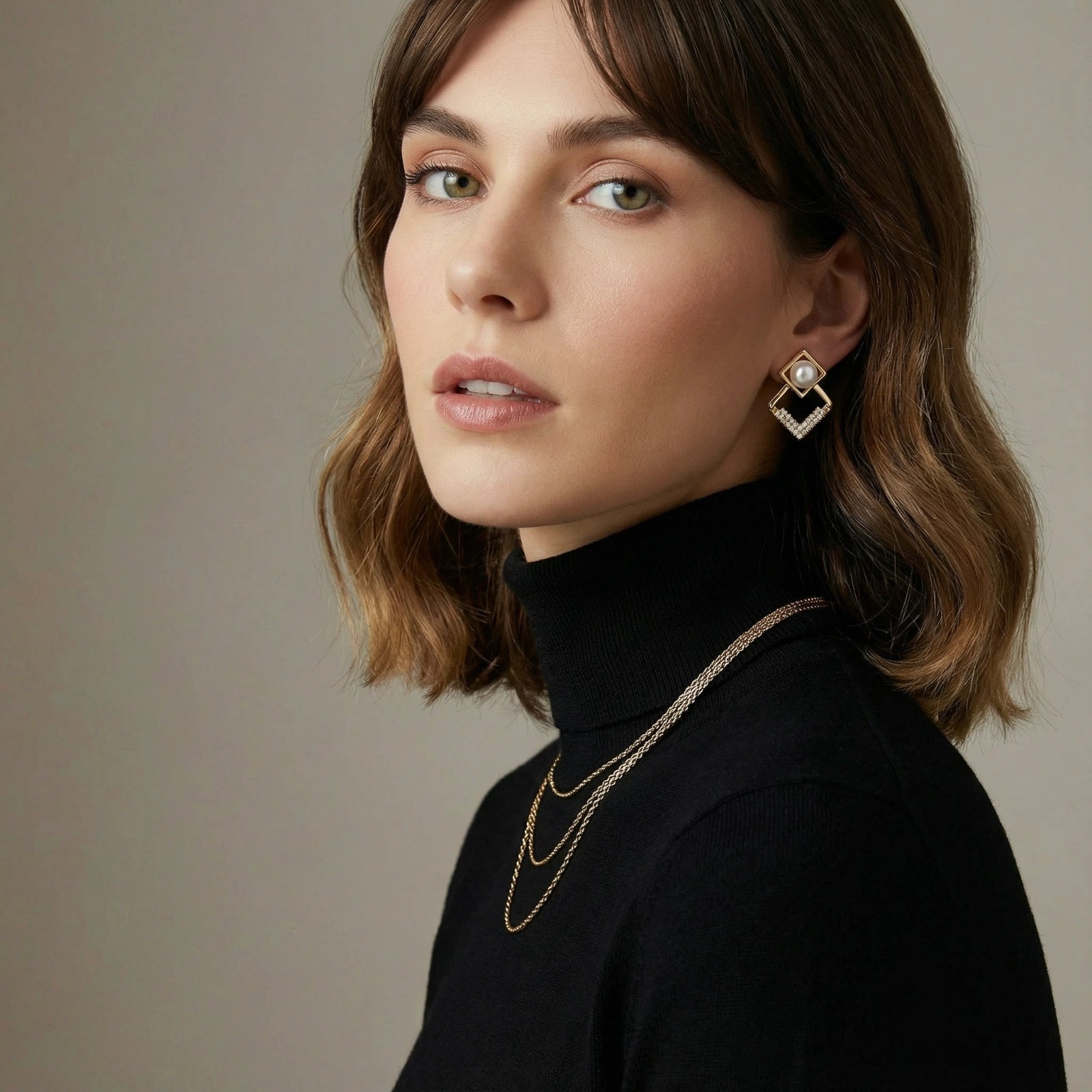 Boucles d'Oreilles Géométriques aux Perles - Maison Roya