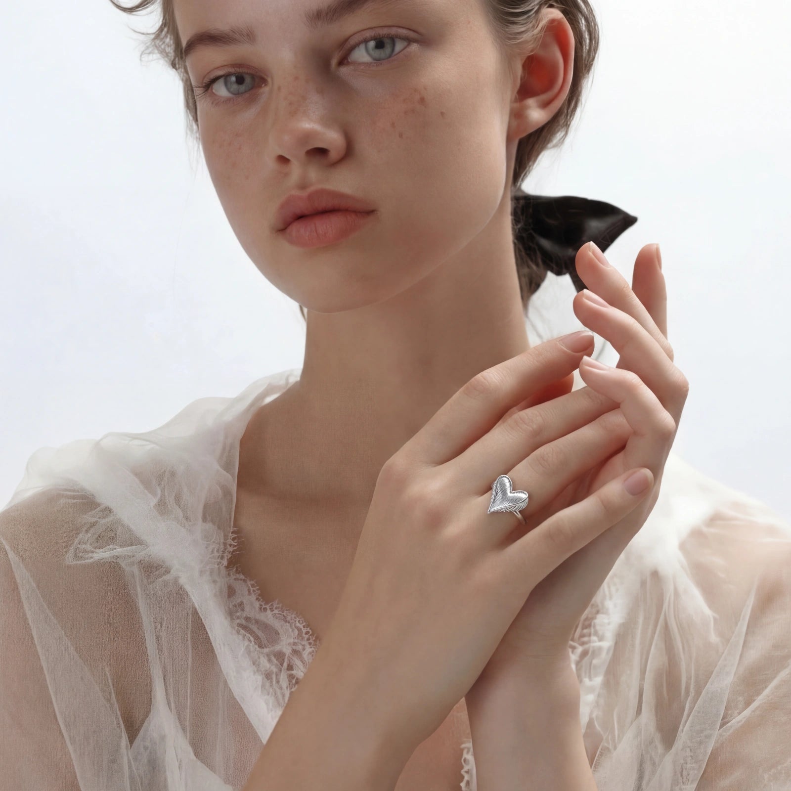 Bague Cœur Plumes - Maison Roya