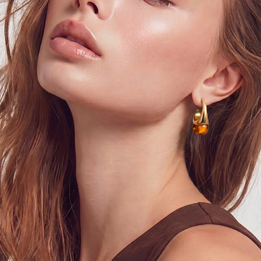 Boucles d'Oreilles Pendantes Amber Flow - Maison Roya