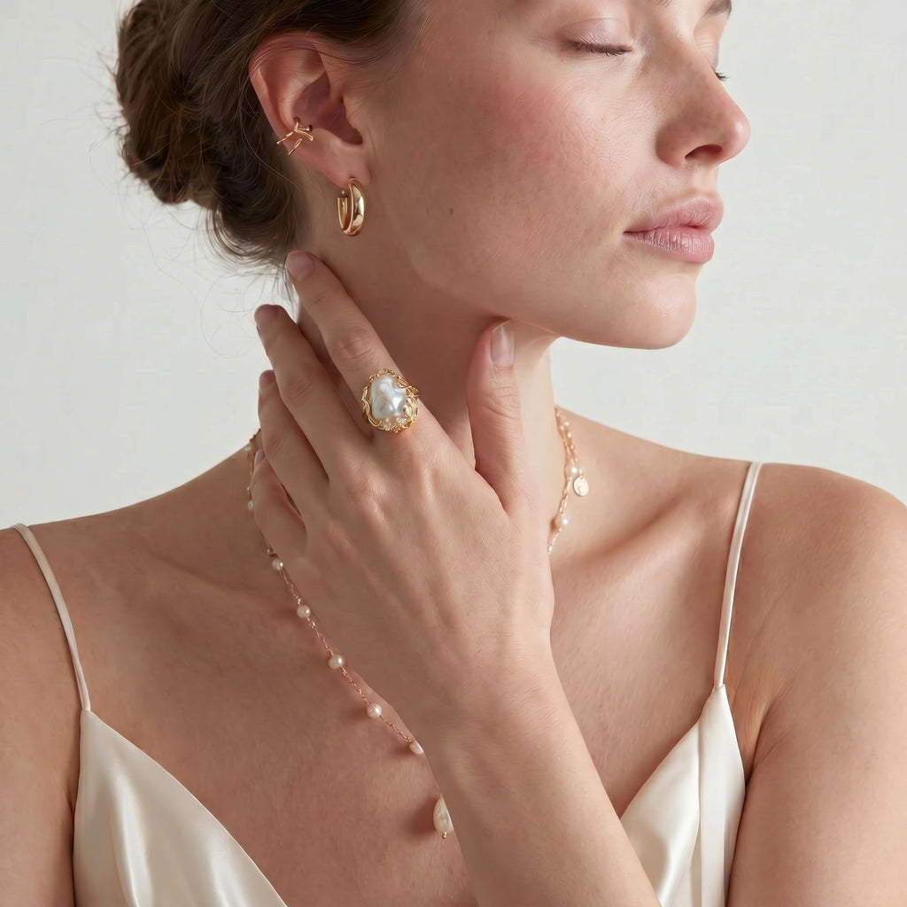 Bague Couronne en Perle Baroque - Maison Roya